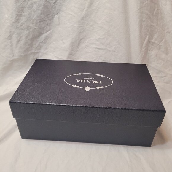 Prada Black Gift Box Textured Empty Silver Logo Storage Decorative Organizer - Picture 5 of 14